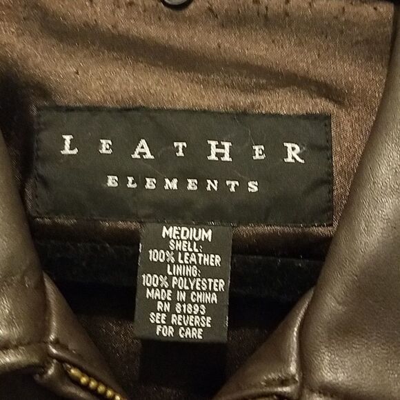 Leather Elements  brown leather coat Sz M - Picture 4 of 5